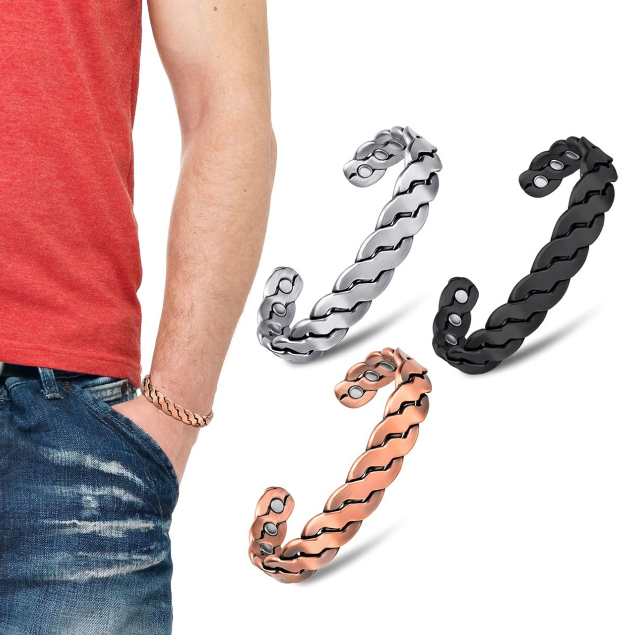 Adjustable Copper Twist Cuff Therapy Bracelet product image