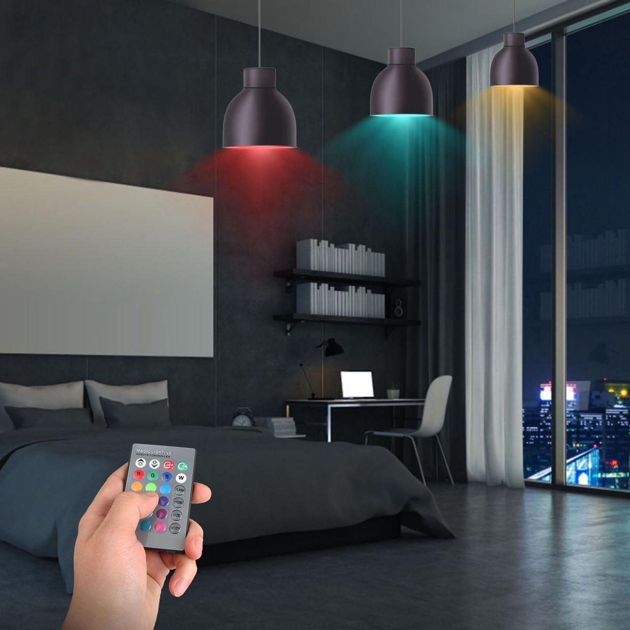 9W Color-Changing LED Light Bulb with Remote Control product image