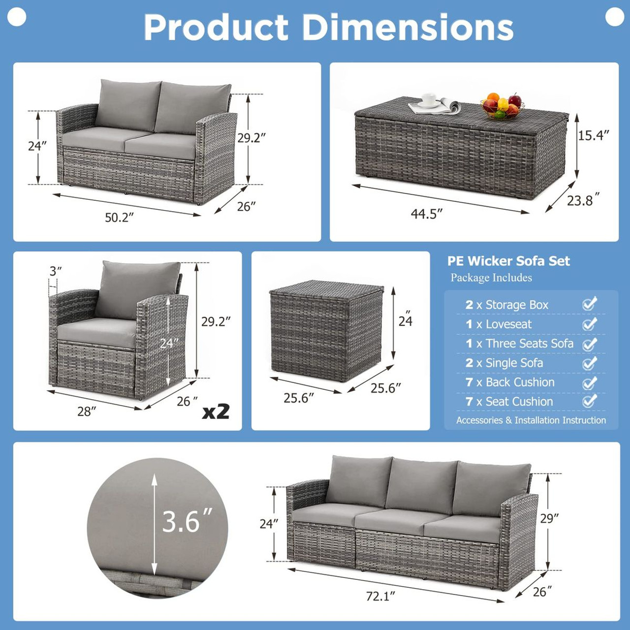 Outdoor Rattan 7-Piece Conversation Set product image