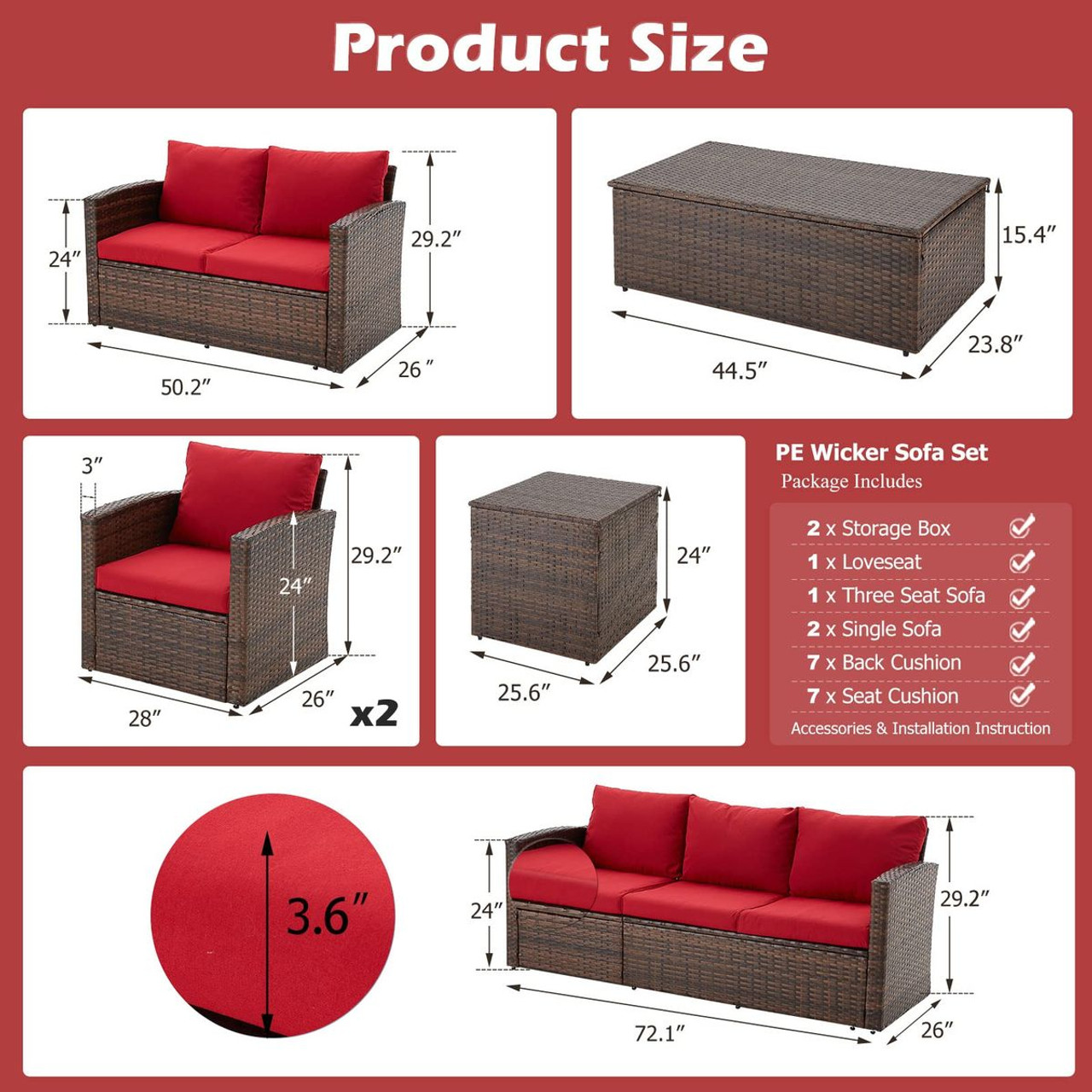 Outdoor Rattan 7-Piece Conversation Set product image