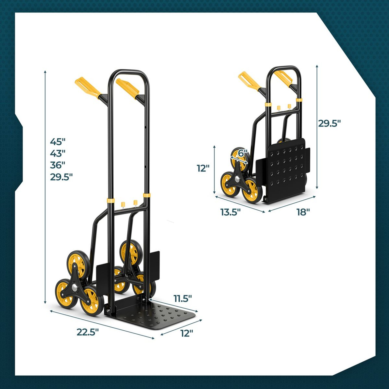 350lb Capacity Stair Climber Hand Truck with Telescoping Handle product image
