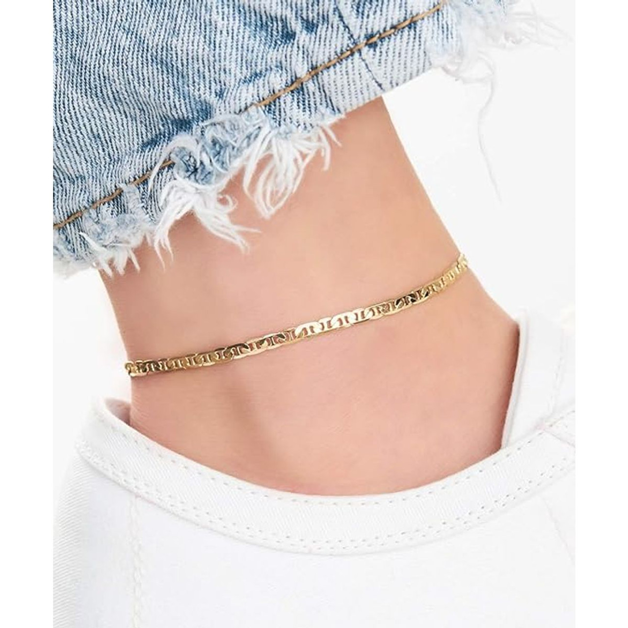 10-Inch 18K-Gold-Plated Flat Mariner Anklet product image