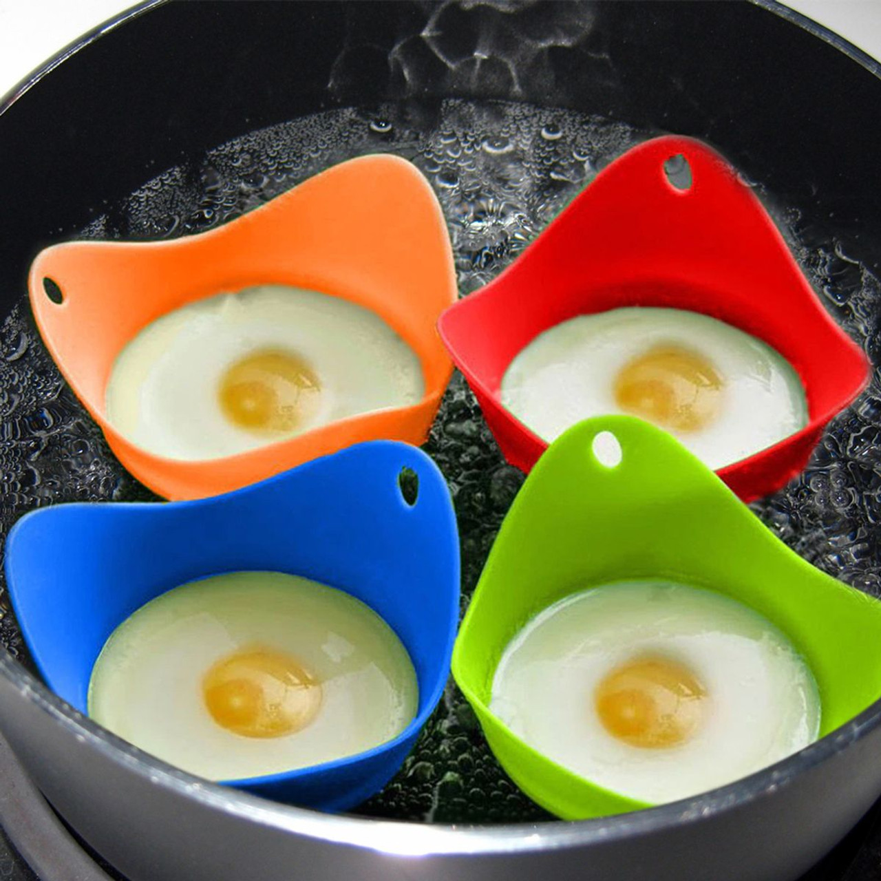 Silicone Egg Poaching Cups Set with Stainless Steel Egg Slicer (7-Pack) product image