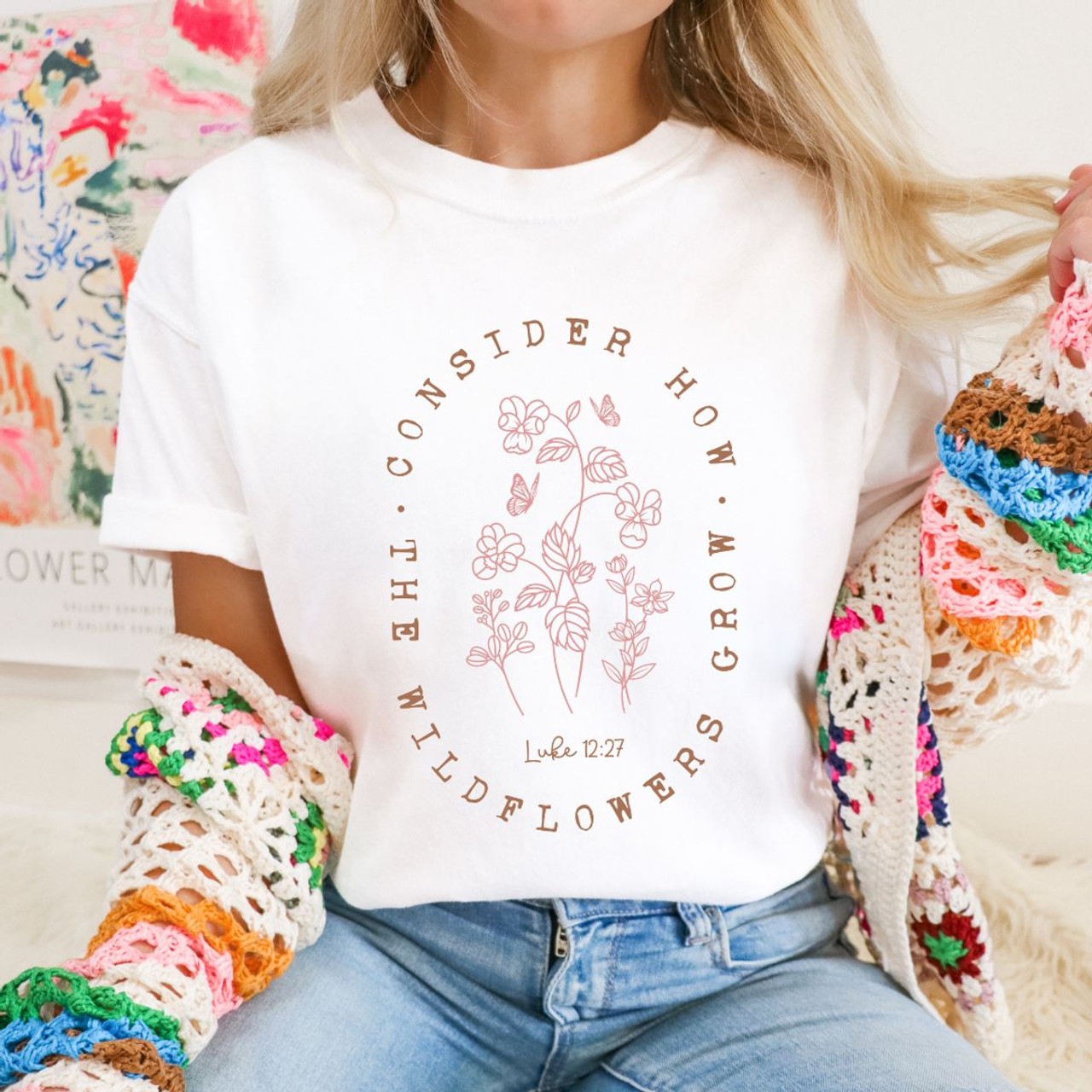 Women's 'Consider How the Wildflowers Grow' - Luke 12:27 Bible Verse T-Shirt product image