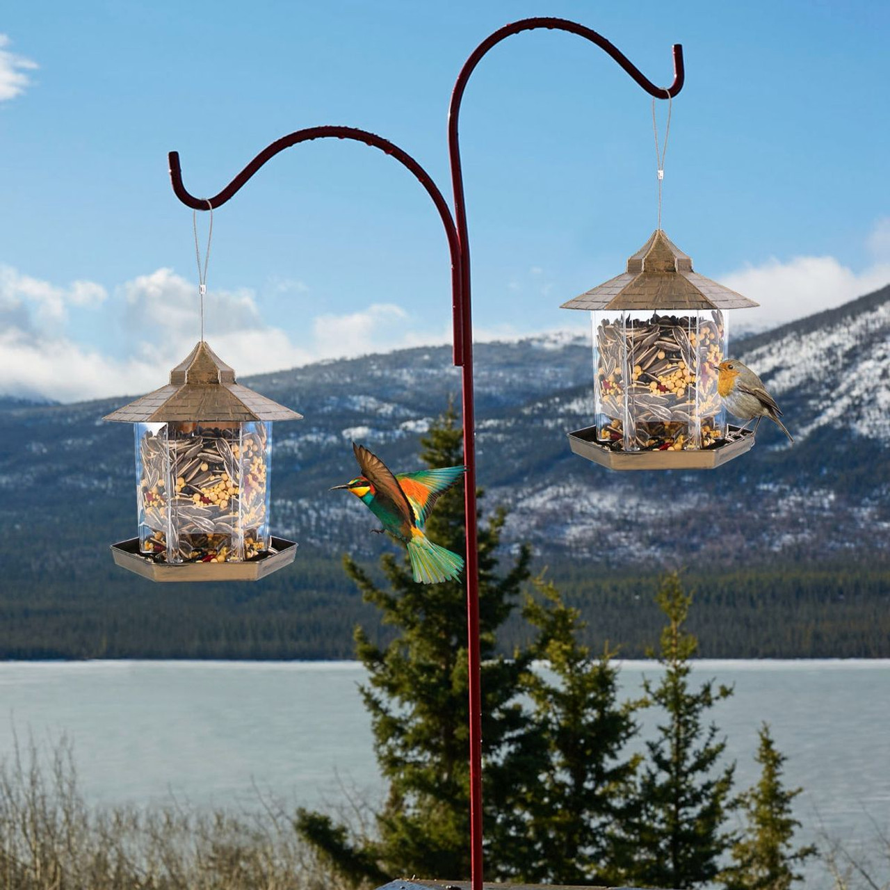 LakeForest® 6-Port Hanging Bird Feeder with Drainage Holes product image