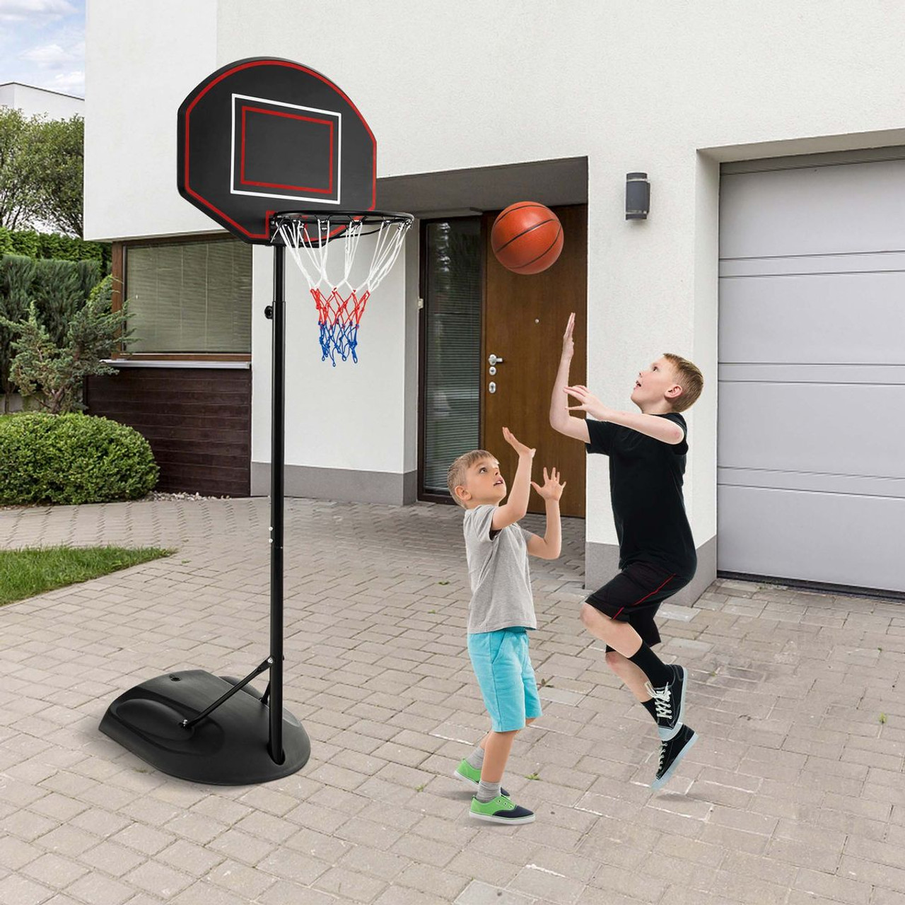 5.5-7.5-Foot Adjustable Portable Basketball Hoop System with Wheels product image