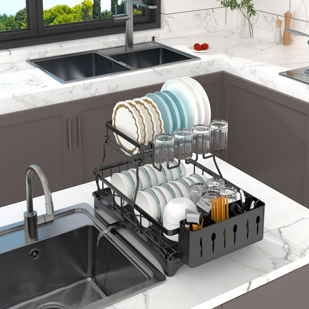 NewHome™ Dish-Drying Rack with Drainboard product image