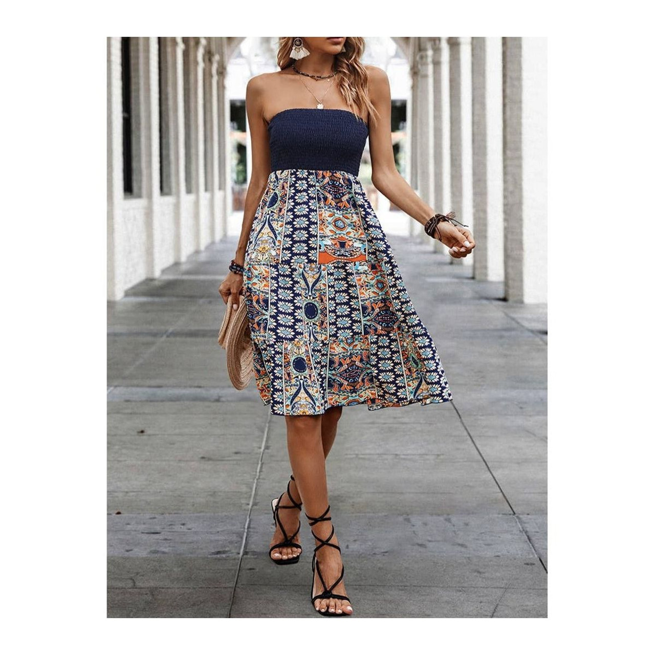Women's Off-Shoulder Geo Floral Dress product image