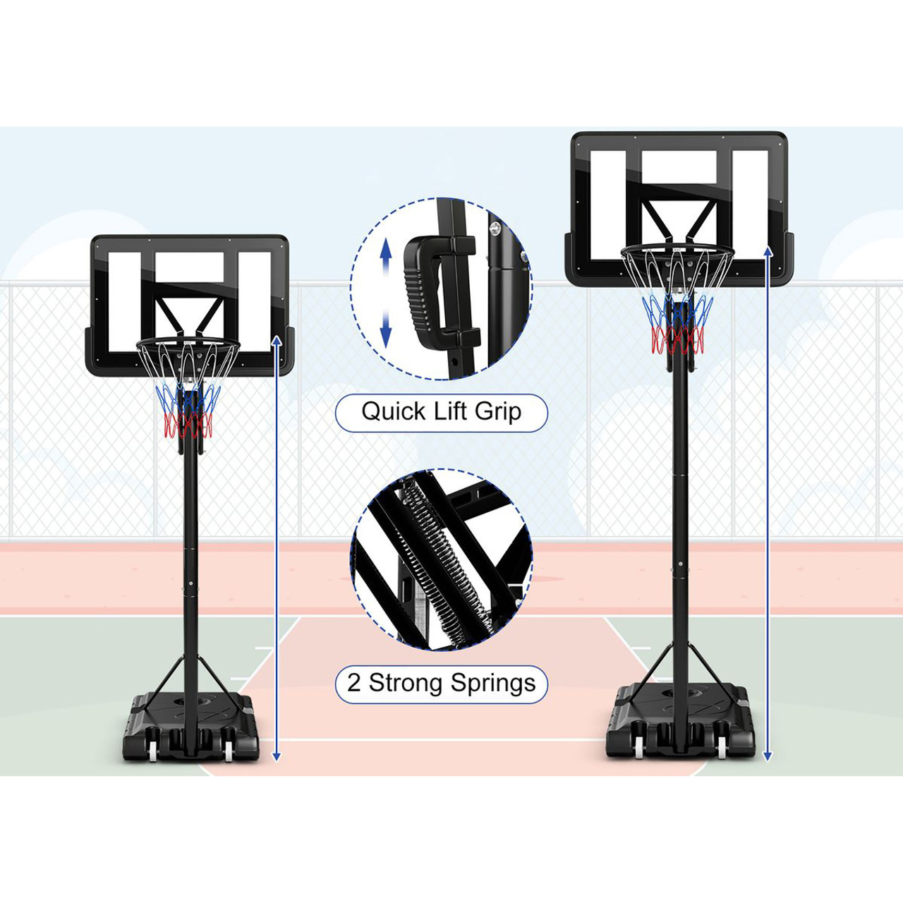 Portable 8 to 10-Foot 5-Level Adjustable Basketball Hoop product image