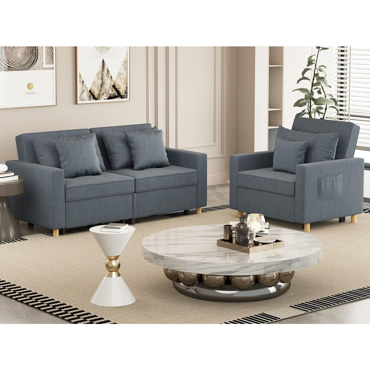 YODOLLA 3-in-1 Convertible Sleeper Loveseat product image