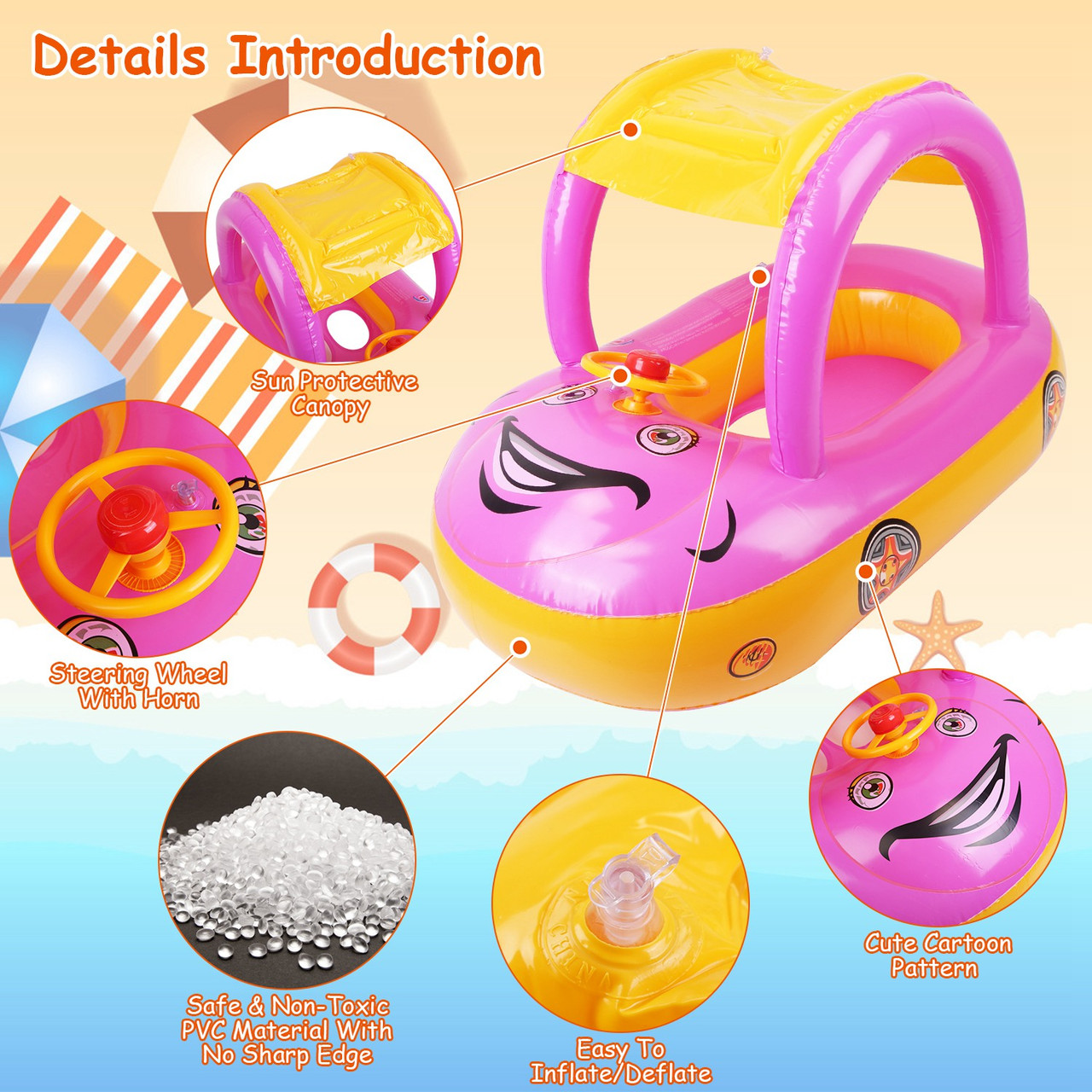 CoolWorld Inflatable Baby Swimming Boat product image