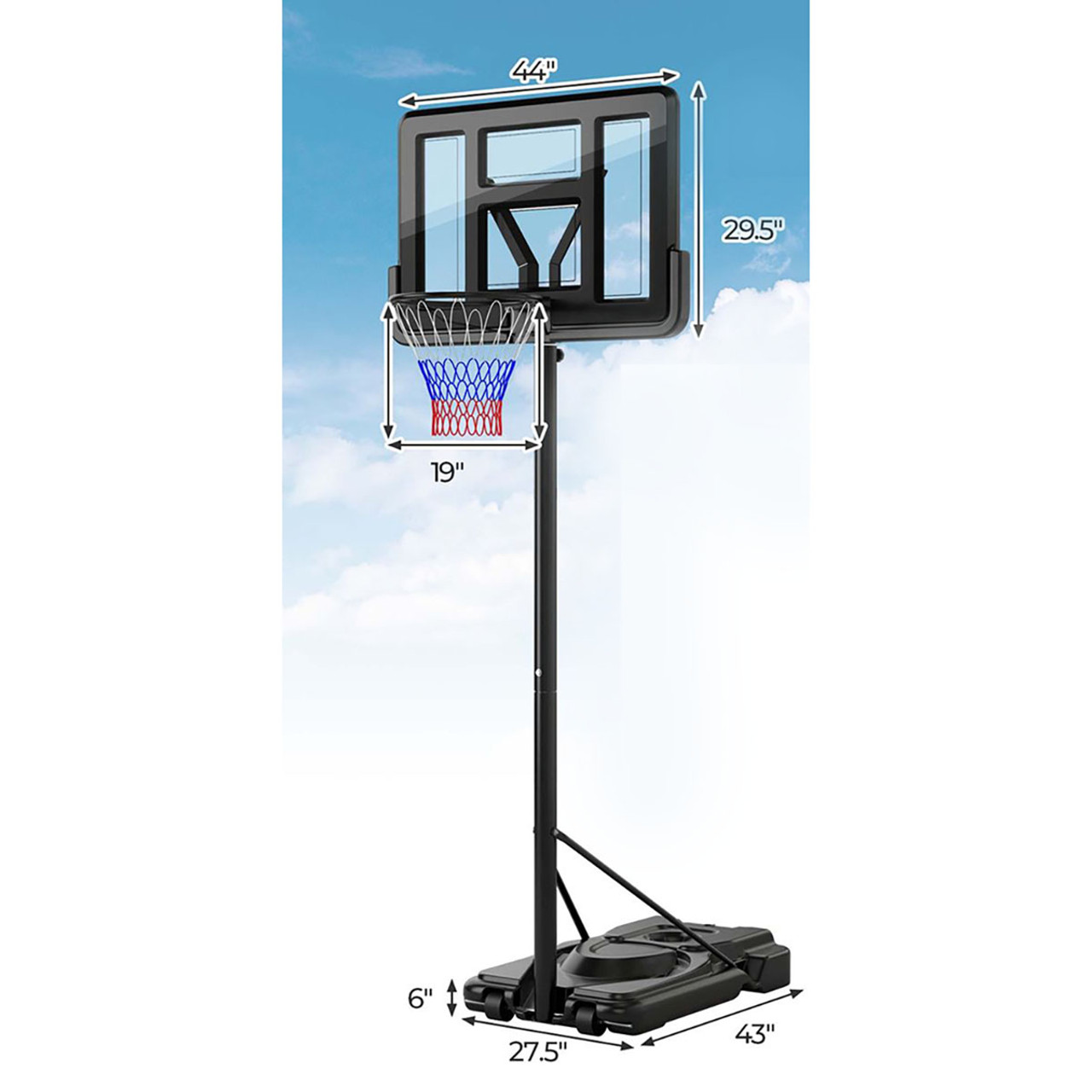 Portable Basketball Hoop with 9-Position Adjustable Height product image