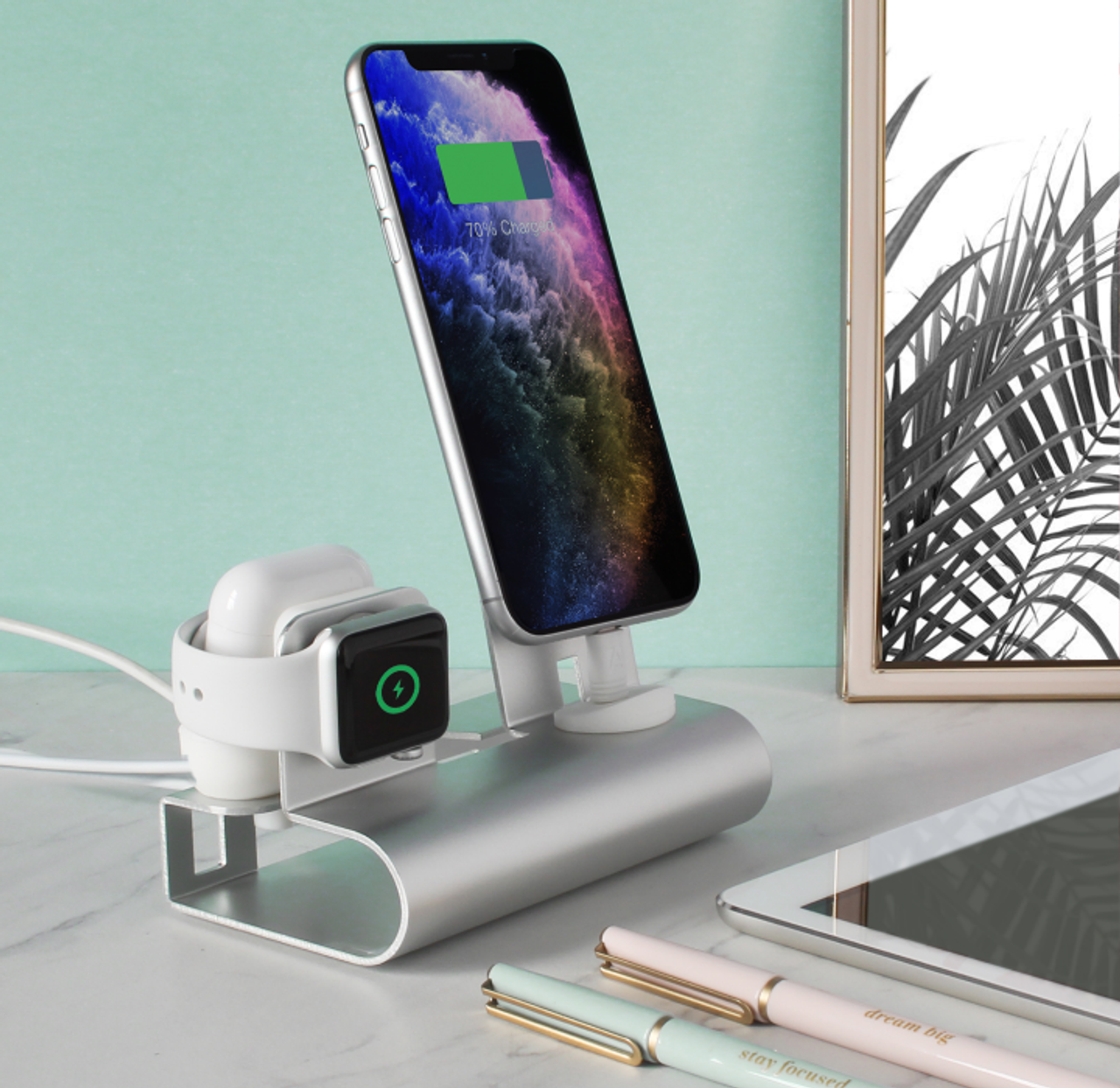 Aduro 3-in-1 Desktop Charging Stand for iPhone, AirPods, & Apple Watch product image