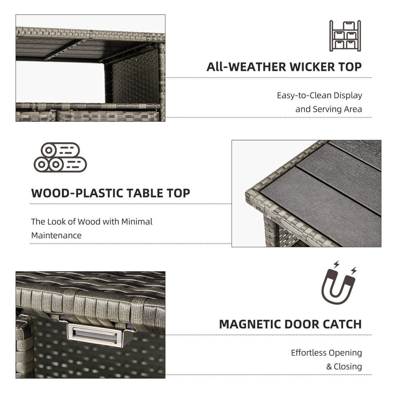 Outdoor Wicker Storage Cabinet Movable Cart  product image