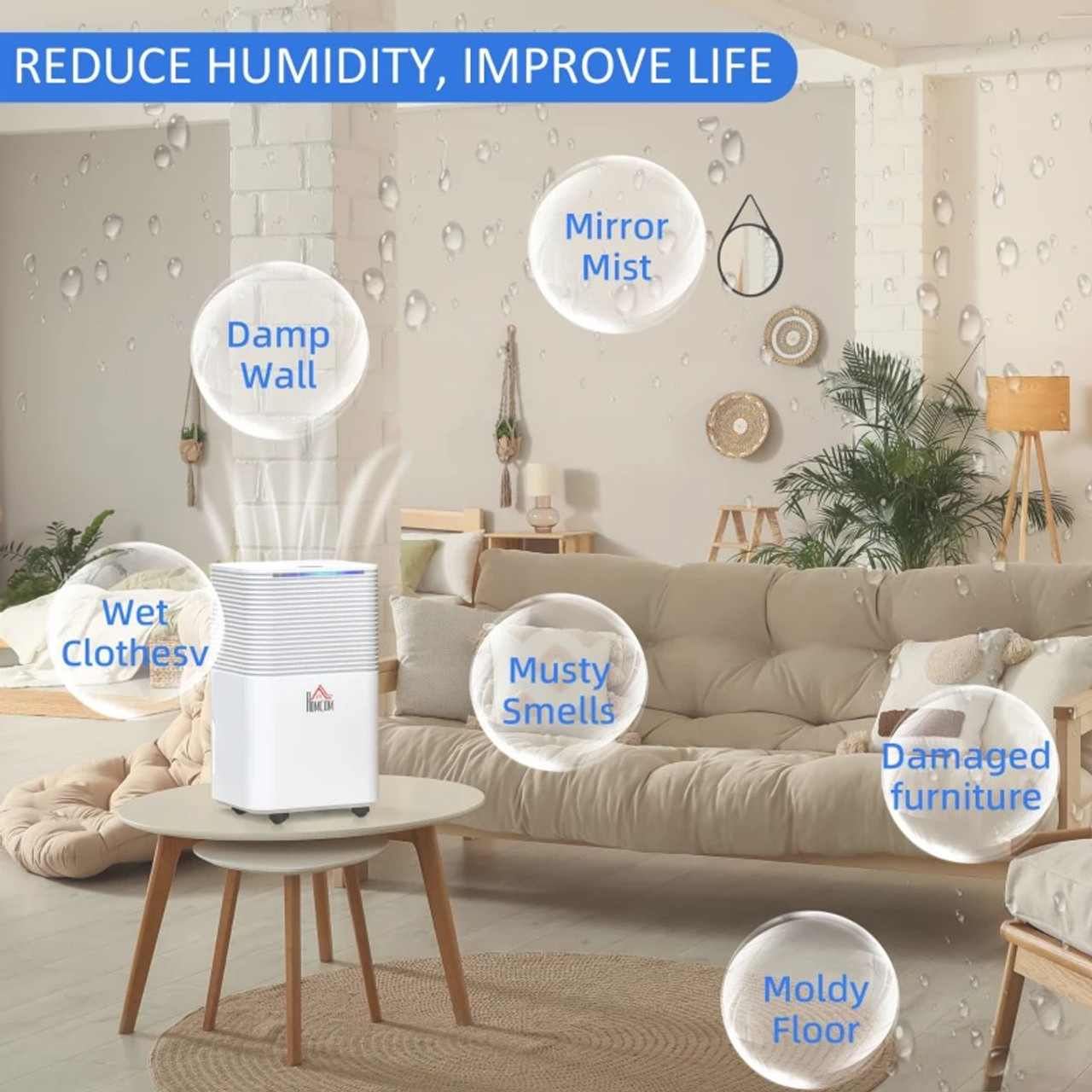 Portable Electric Dehumidifier with LED Display by HOMCOM® product image