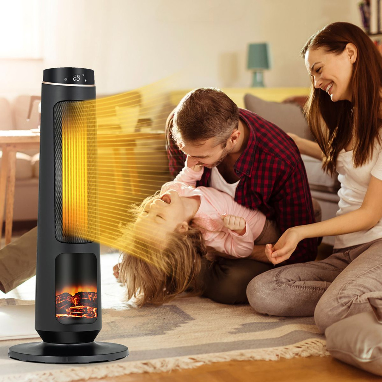 3D Flame 1500-Watt Ceramic Tower Space Heater product image