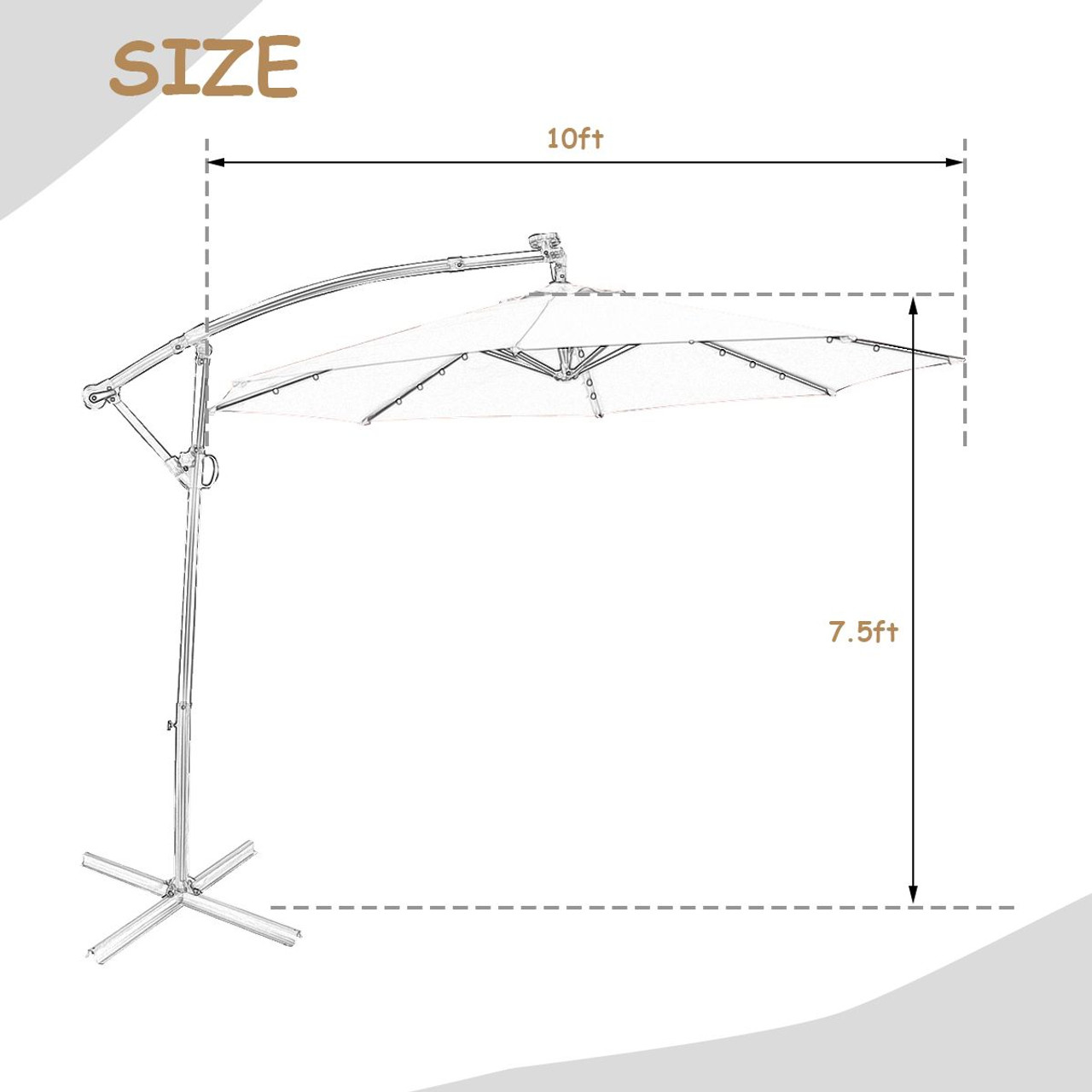 10-Foot 360-Degree Solar LED Patio Offset Umbrella product image