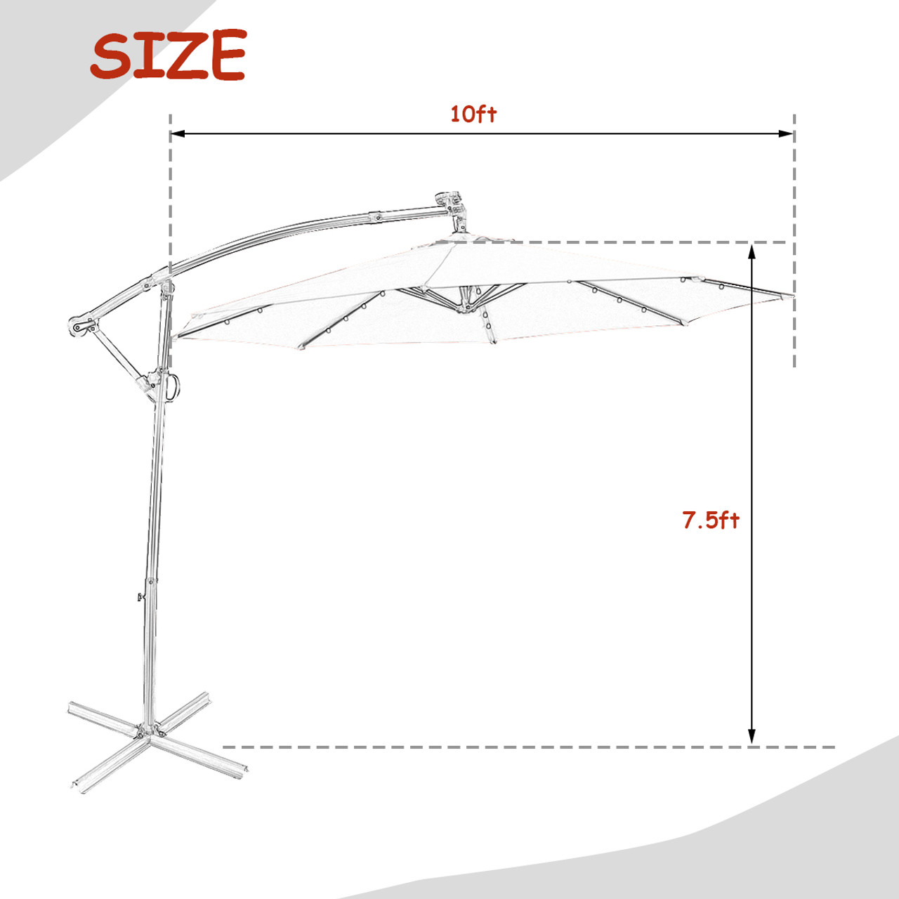 10-Foot 360-Degree Solar LED Patio Offset Umbrella product image