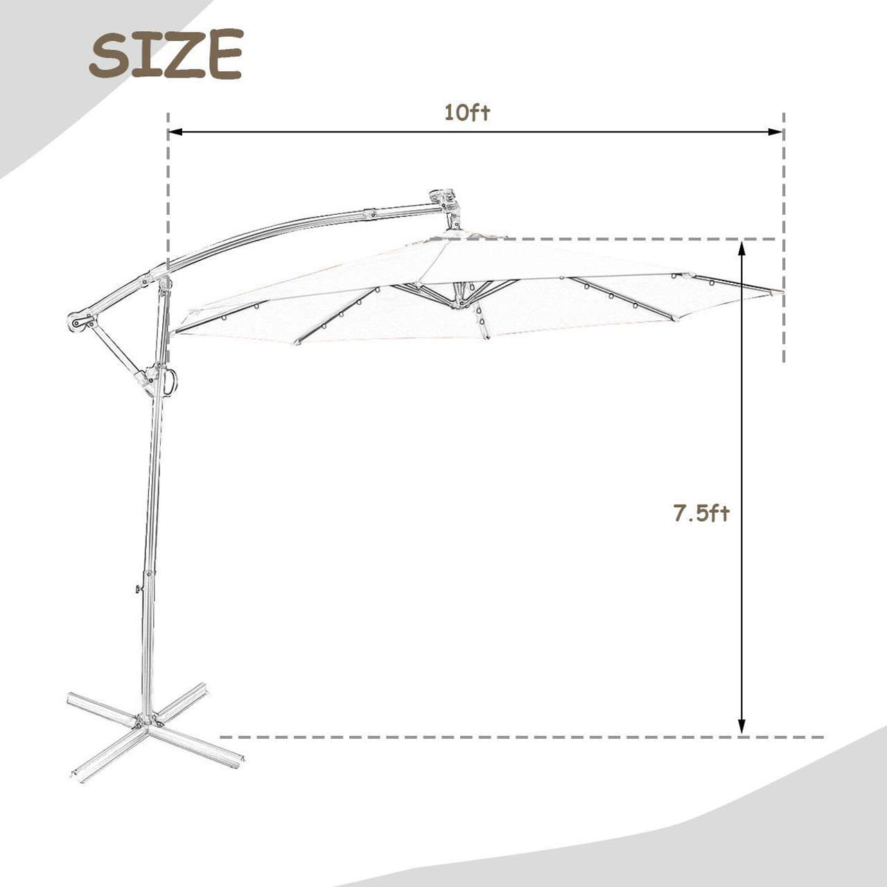 10-Foot 360-Degree Solar LED Patio Offset Umbrella product image