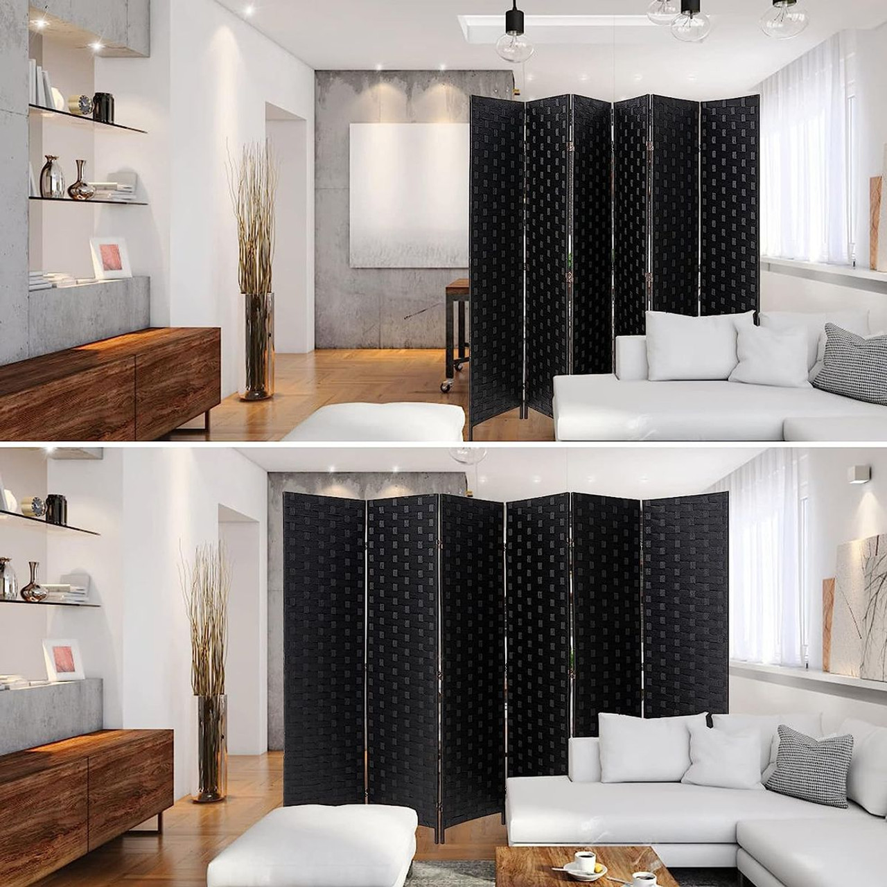 Double-Hinged 6-Panel Foldable Room Divider Privacy Screen product image