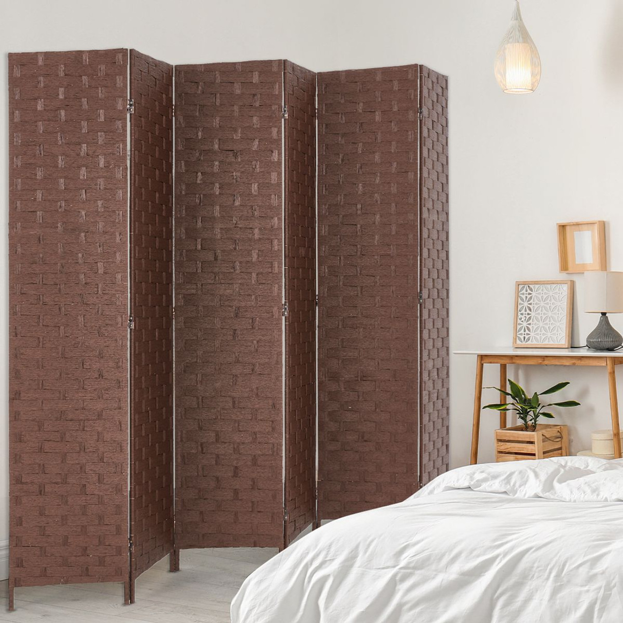 Double-Hinged 6-Panel Foldable Room Divider Privacy Screen product image