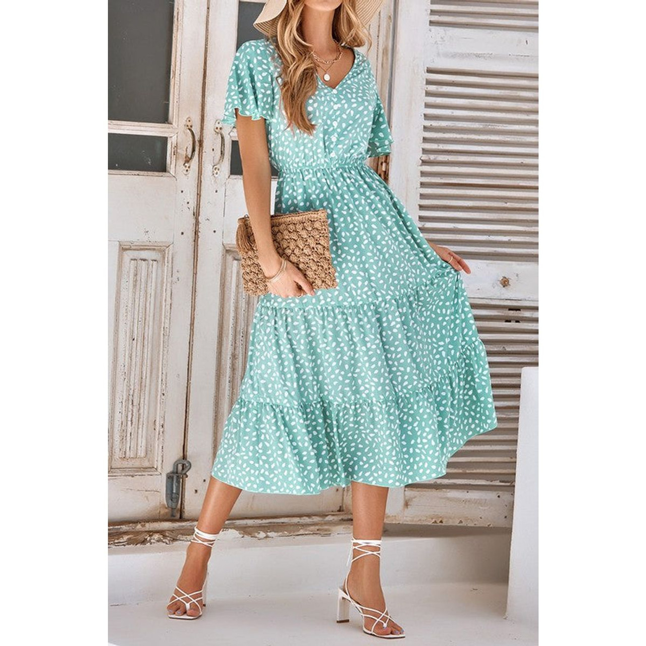 Women's Fluttering Dots Tiered Dress product image