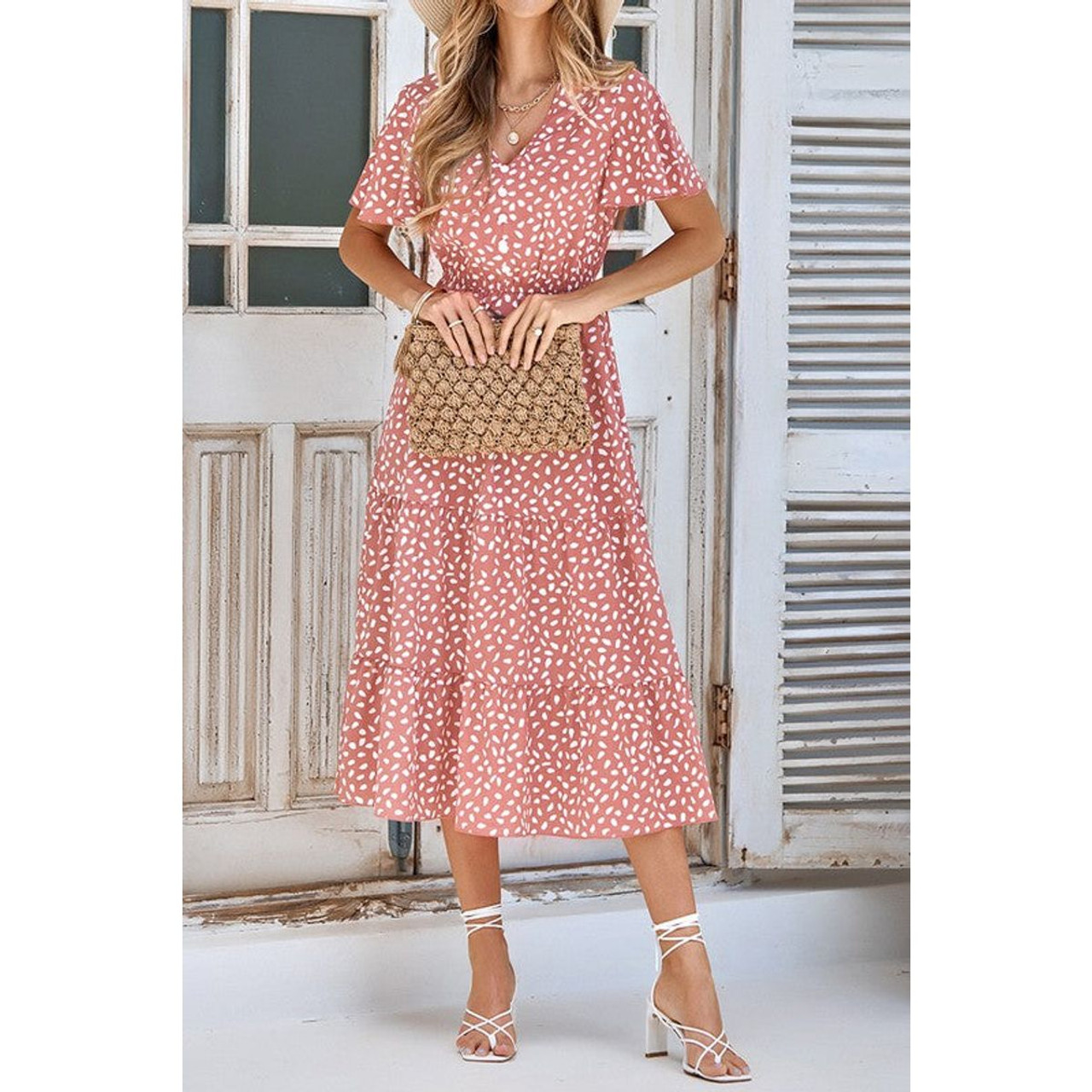 Women's Fluttering Dots Tiered Dress product image
