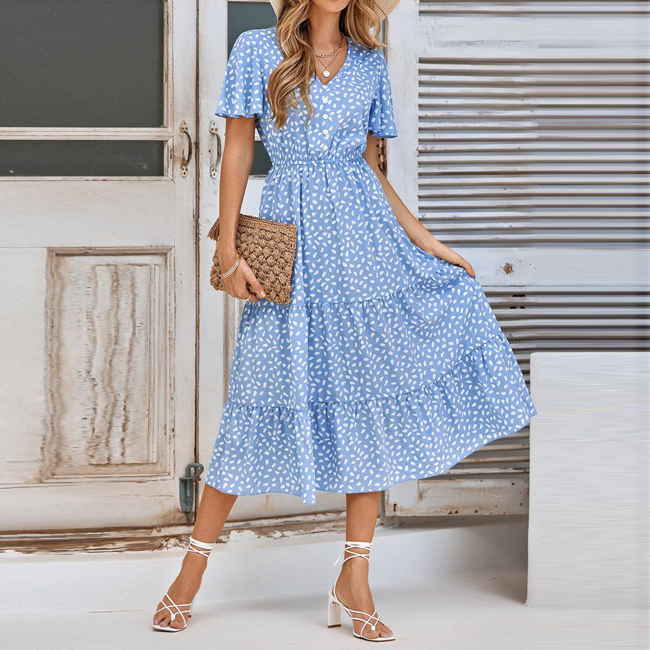 Women's Fluttering Dots Tiered Dress product image