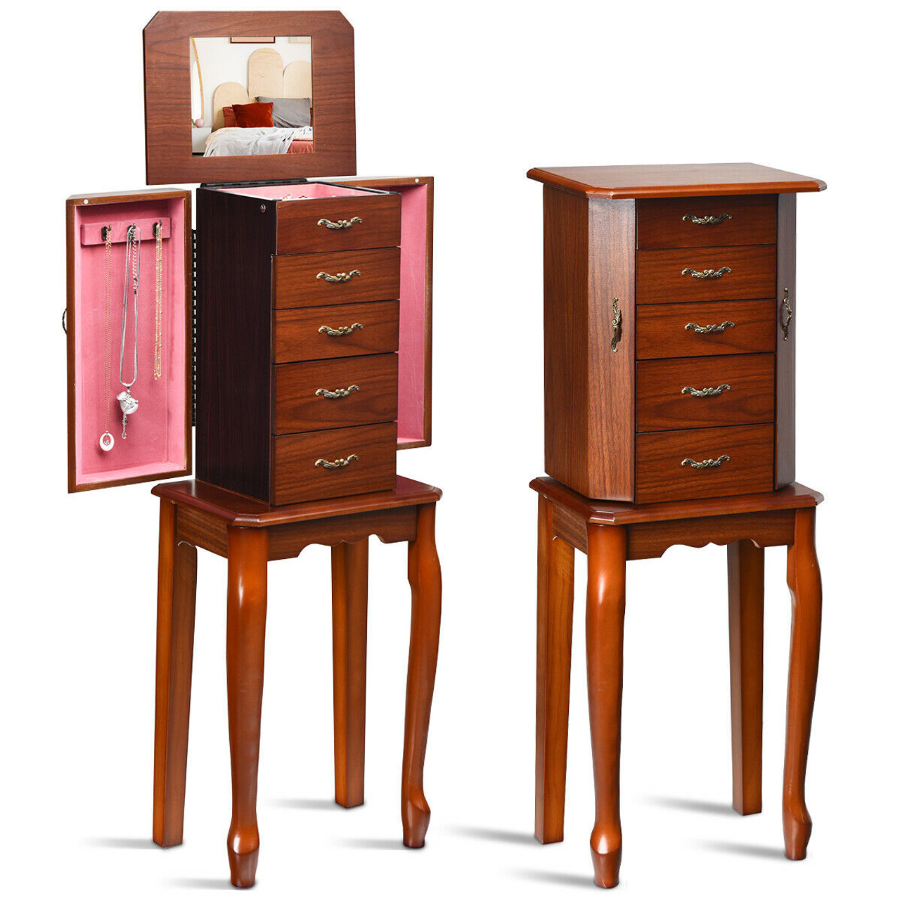Large Storage Capacity Jewelry Cabinet with 5 Drawers product image