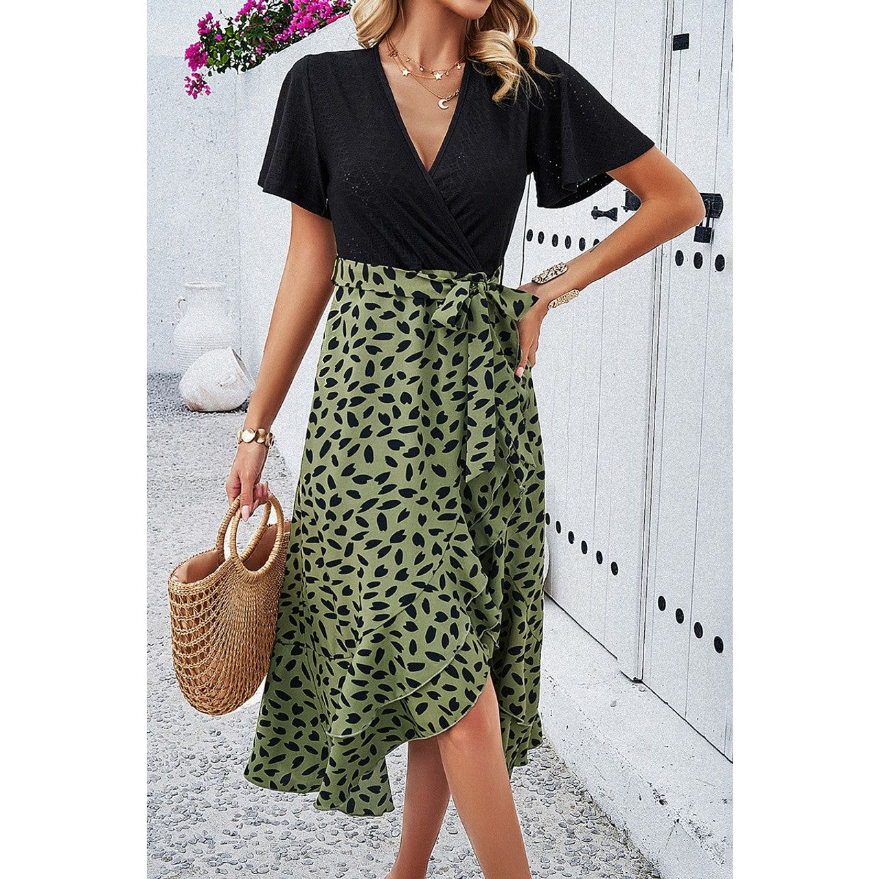 Women's Floral Fusion Wrap Midi Dress product image
