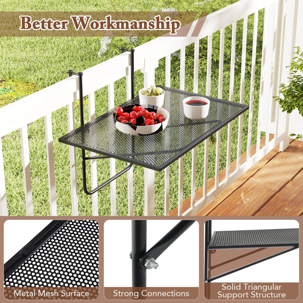 Balcony Railing Table with Folding Deck Tab product image