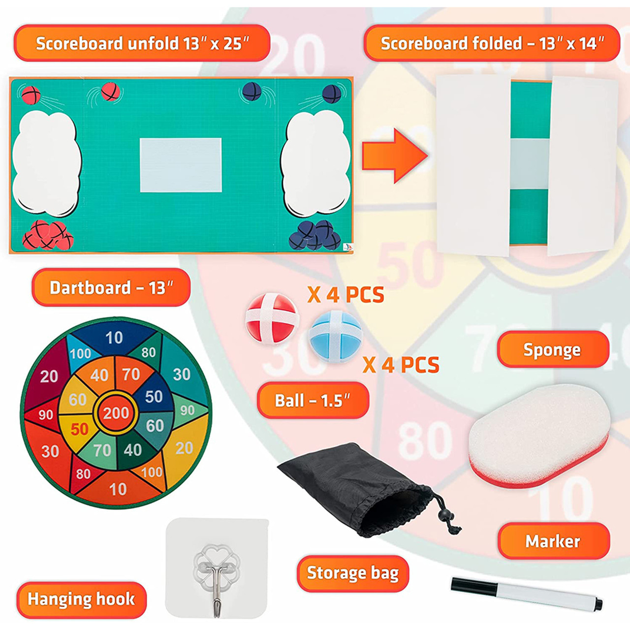 2-Sided Velcro Dart Board with Sticky Balls and Attachable Scoreboard product image