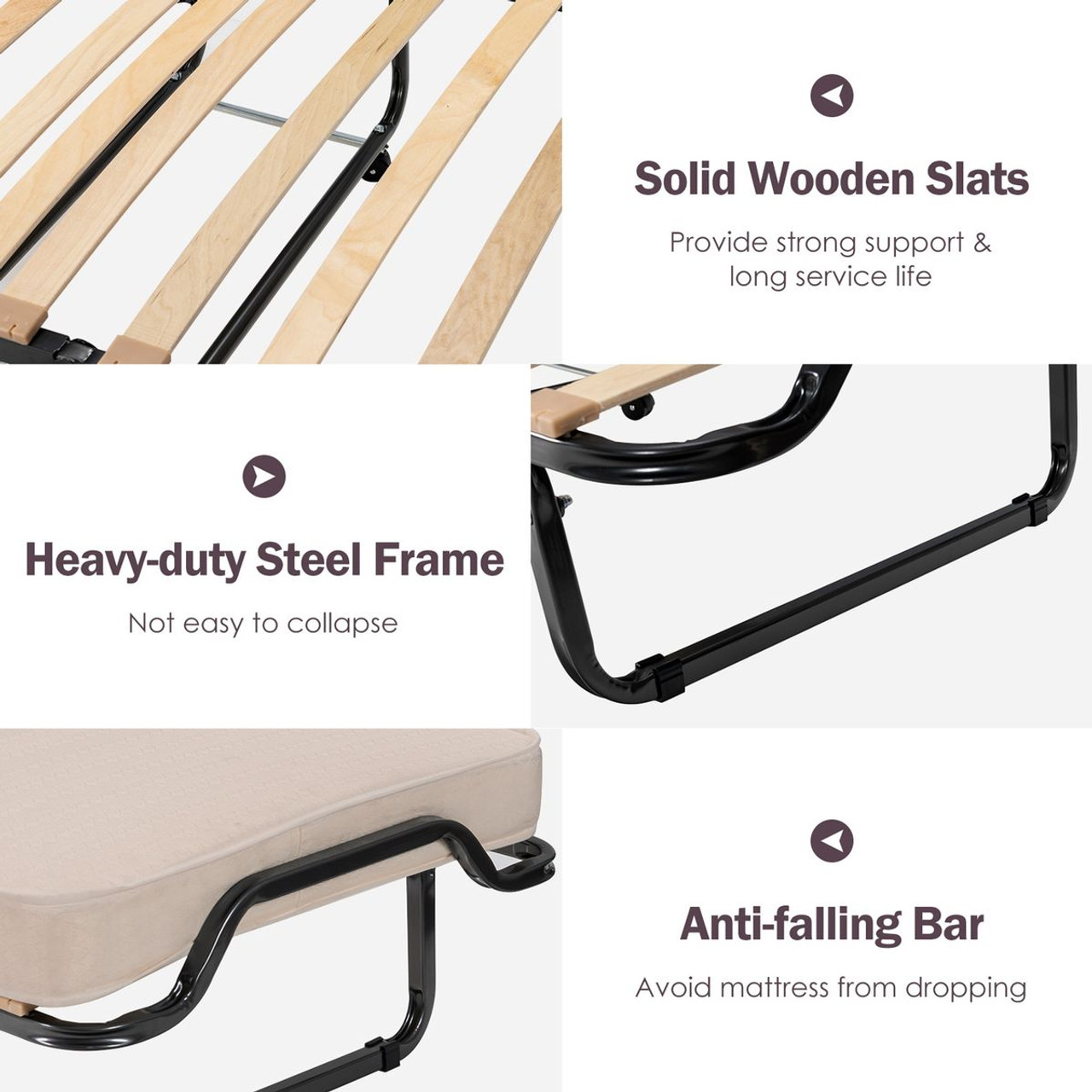 Folding Bed with Memory Foam Mattress product image