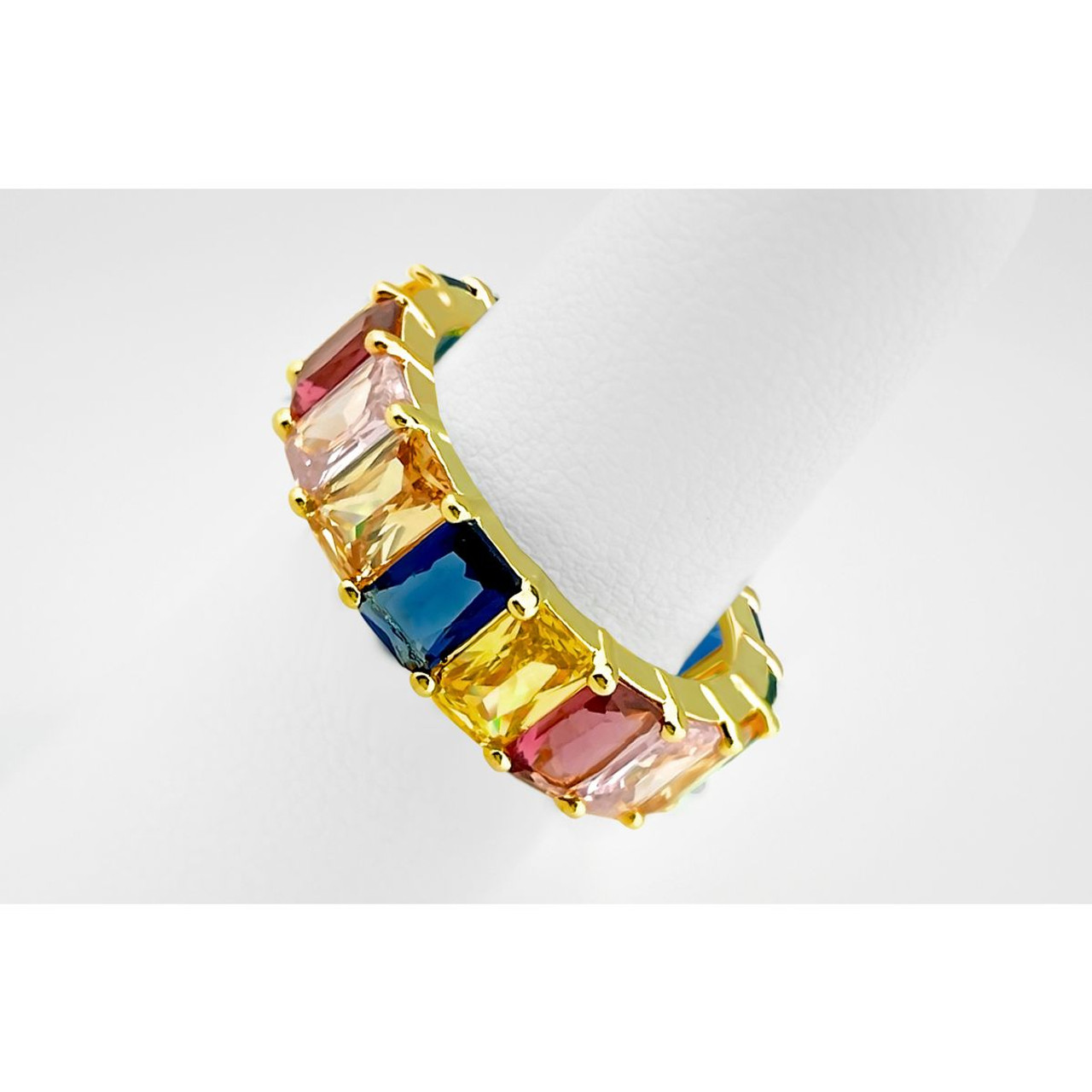18K Gold Plated Eternity Rainbow Ring with Multicolor Stones  product image
