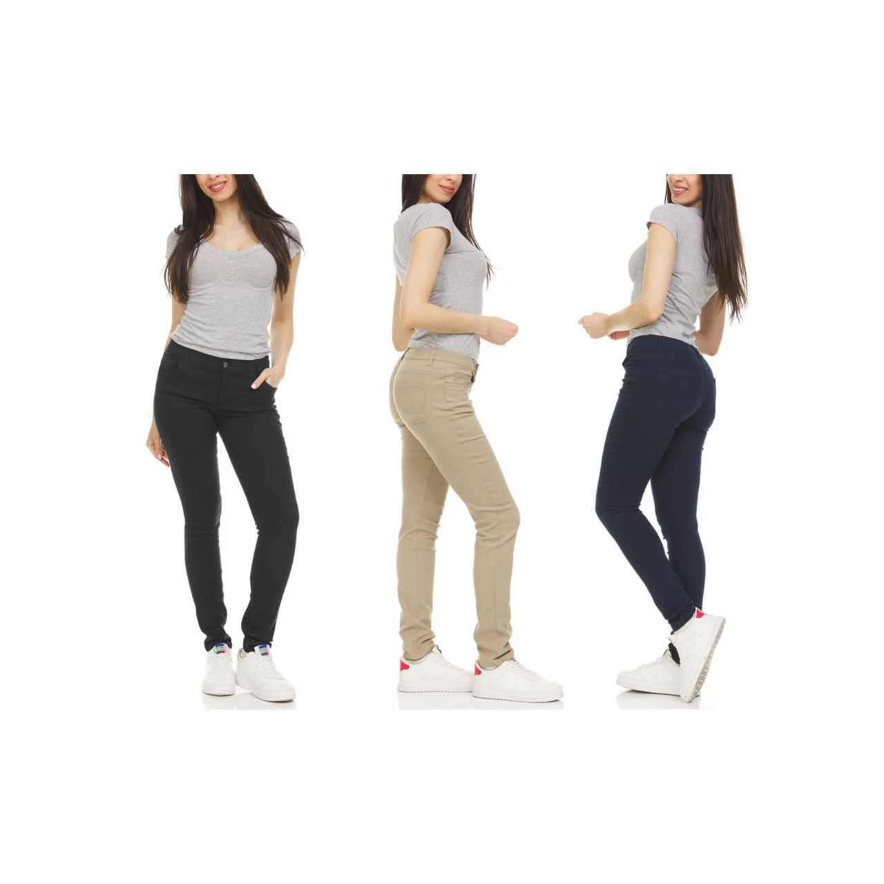 Stretchy Skinny Chino Pants for Women (3-Pack) product image