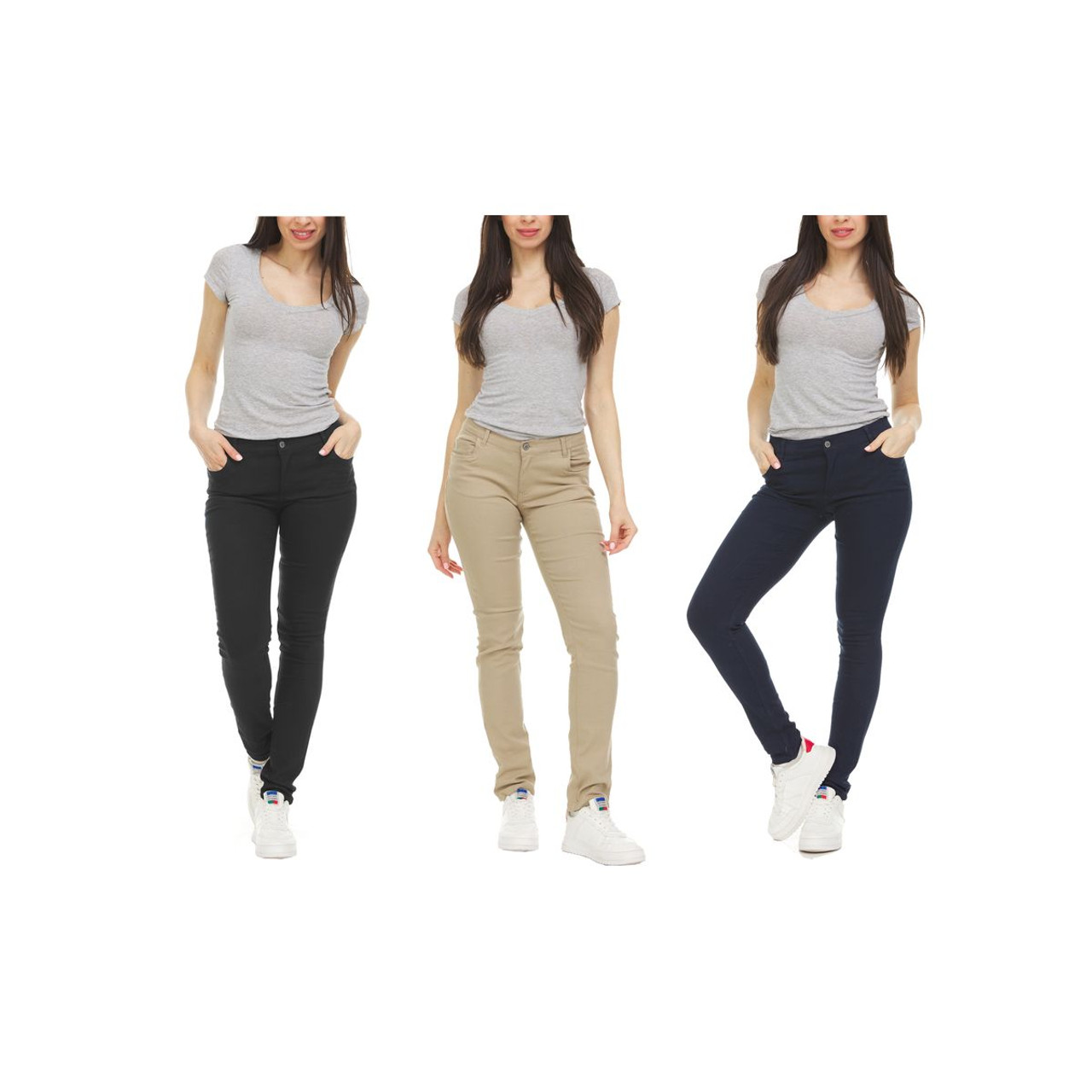 Stretchy Skinny Chino Pants for Women (3-Pack) product image