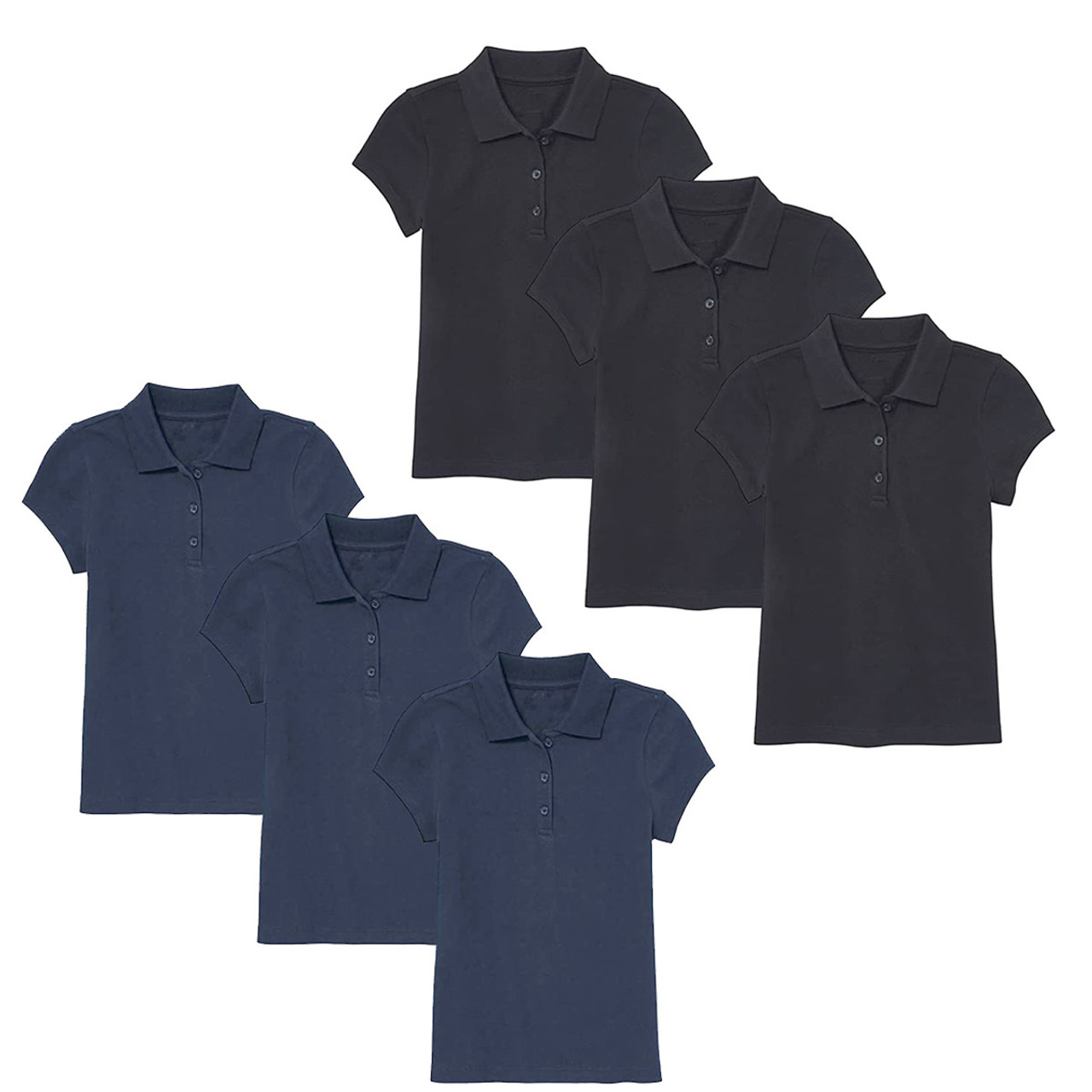 Girls' 3-Button Short Sleeve School Uniform Polo Shirt (3-Pack) product image