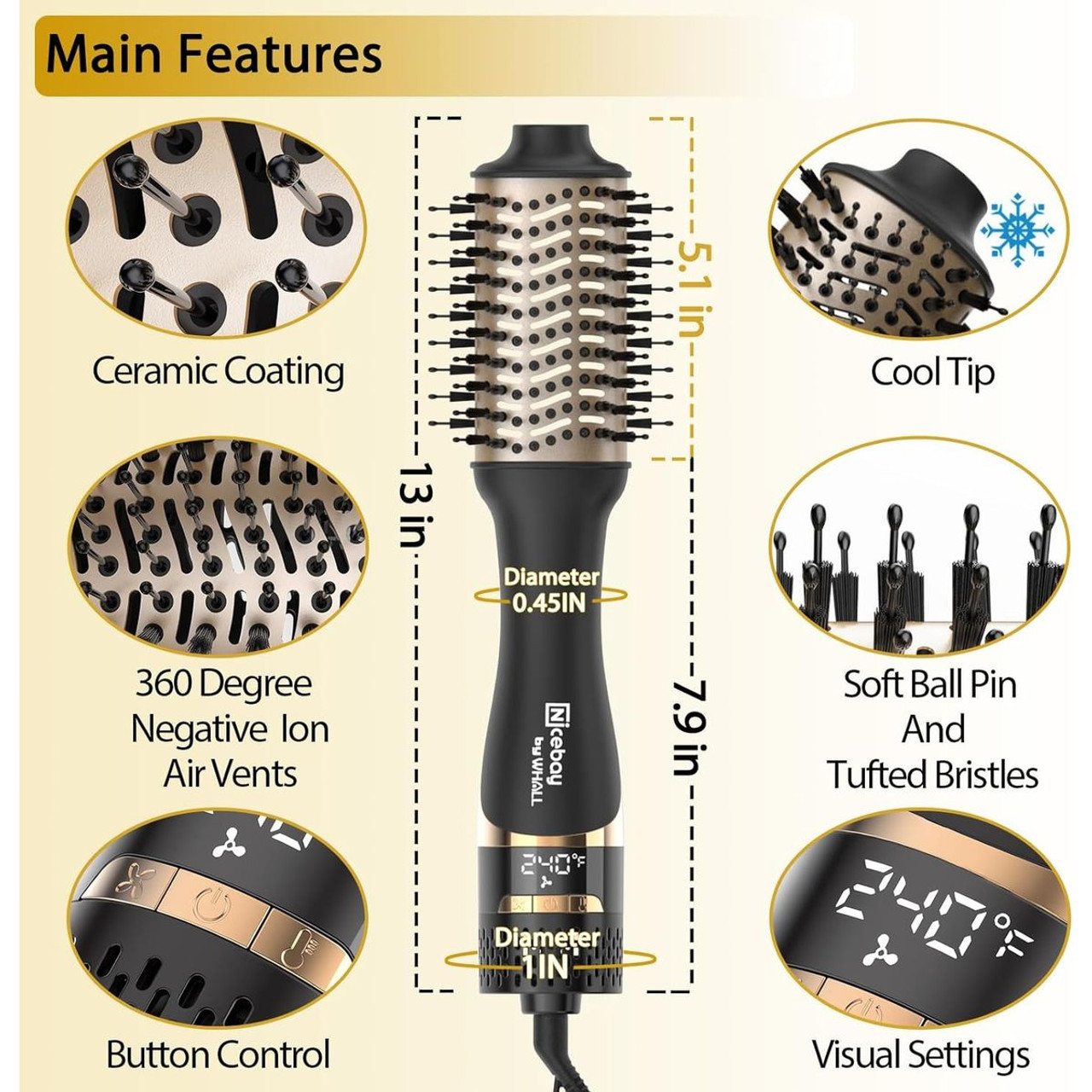 Nicebay® 2-in-1 Hair Dryer Brush product image