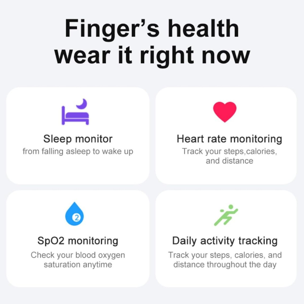 Smart Ring Fitness Tracker Ring, Multi-Modes Fitness Tracker Rate Pedometer Sleep Monitoring Waterproof Bluetooth Connectivity(Black-US 9#) product image