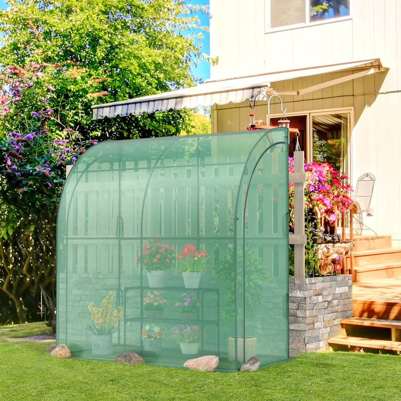 7 x 3.5 x 7-Foot Lean-to Greenhouse with Flower Rack product image