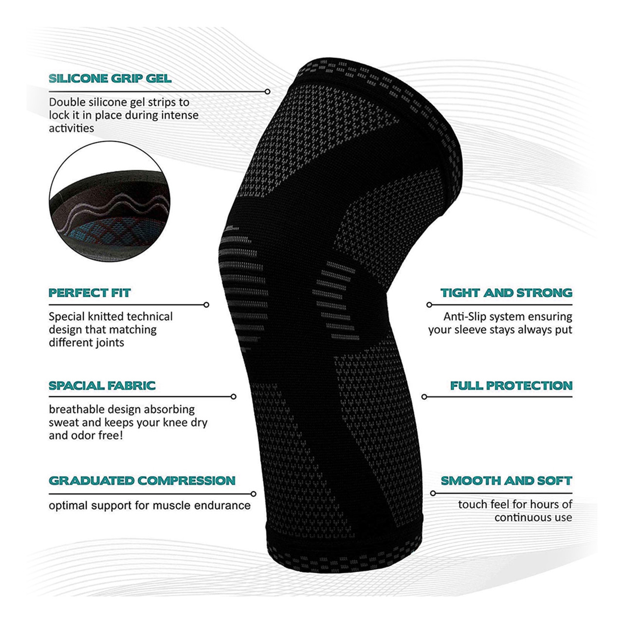 3D Mesh Compression Knee Sleeve Support with Silicone Grip product image