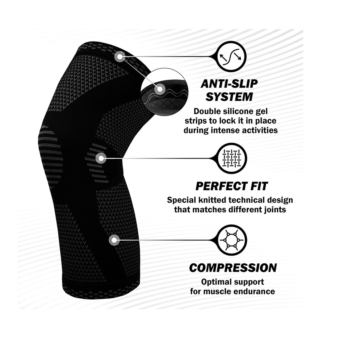 3D Mesh Compression Knee Sleeve Support with Silicone Grip product image