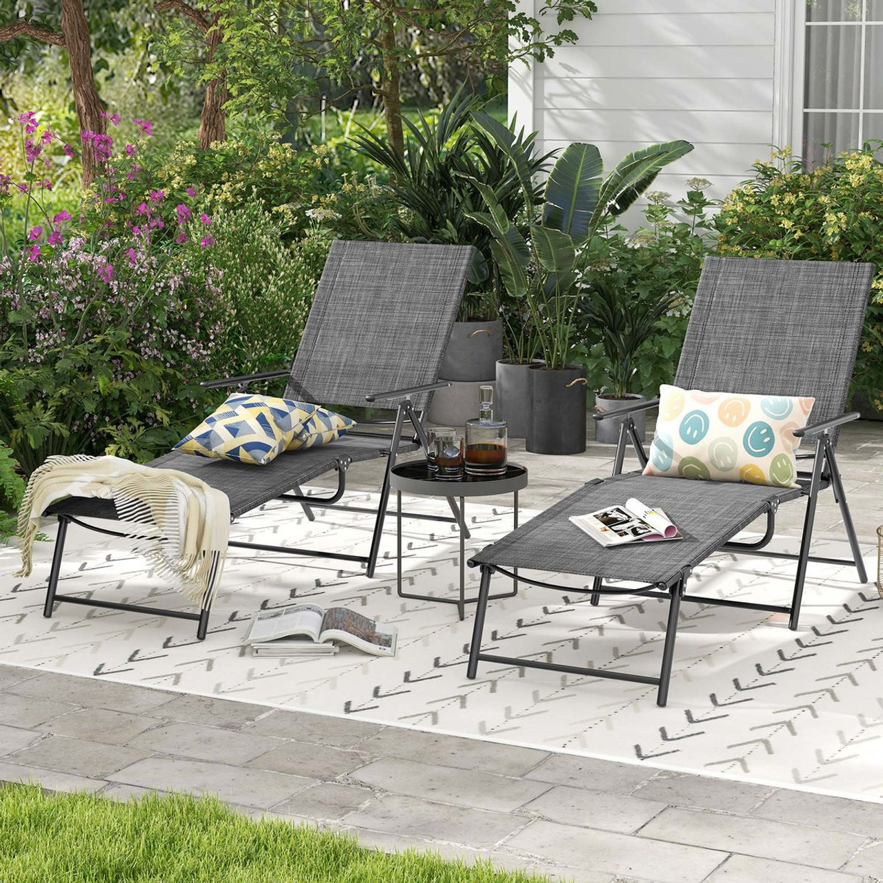 Goplus Folding Chaise Lounge Chairs (Set of 2) product image