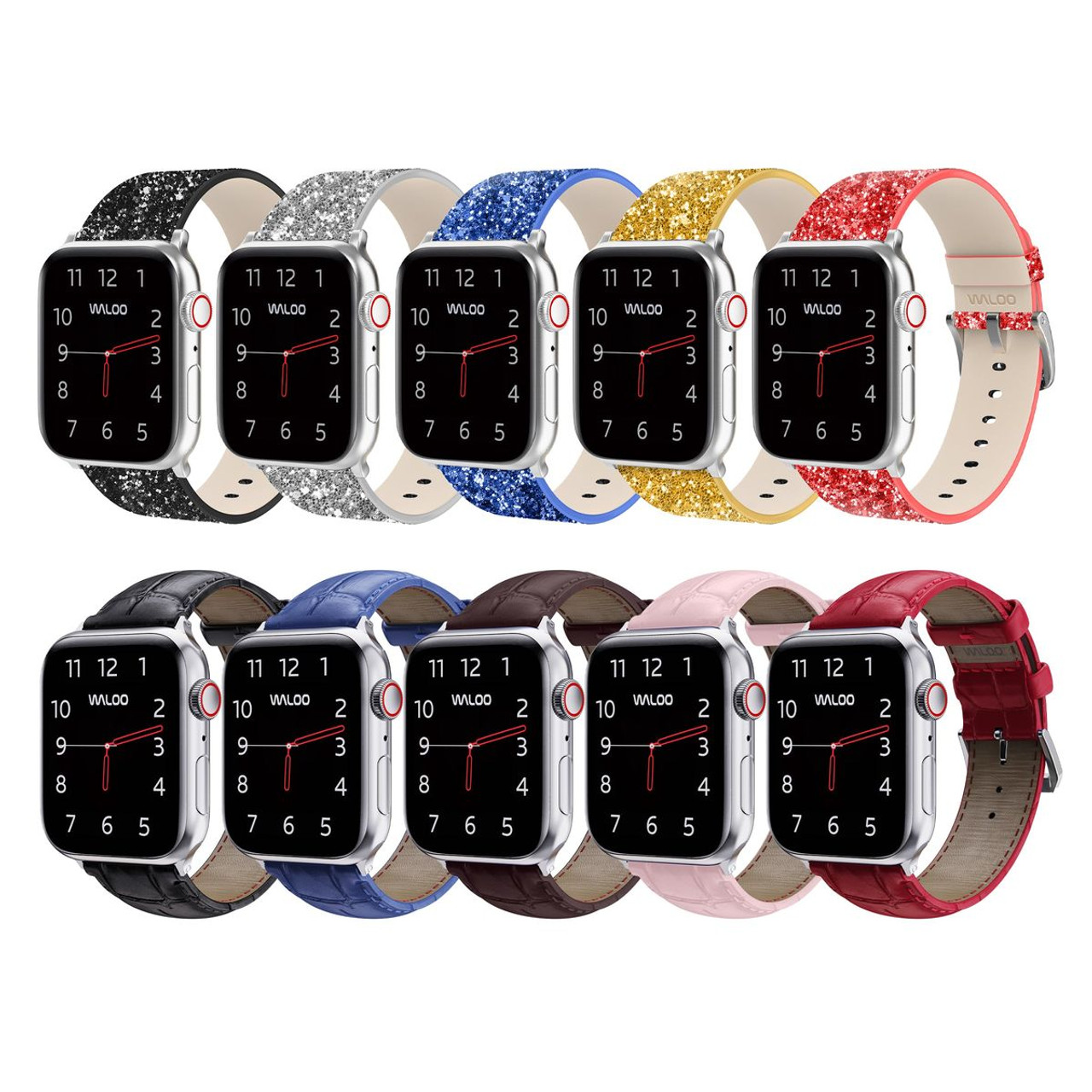 Waloo® Bling & Crocodile Leather Bands for Apple Watch (2-Pack) product image
