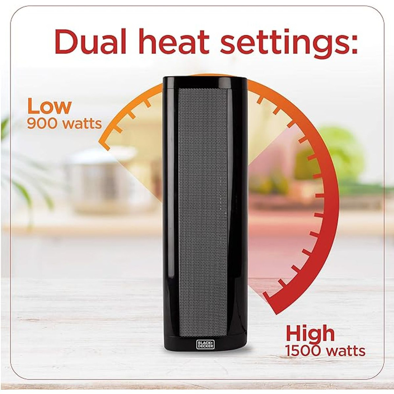 BLACK+DECKER Ceramic Space Oscillating Heater With Adjustable Thermostat product image