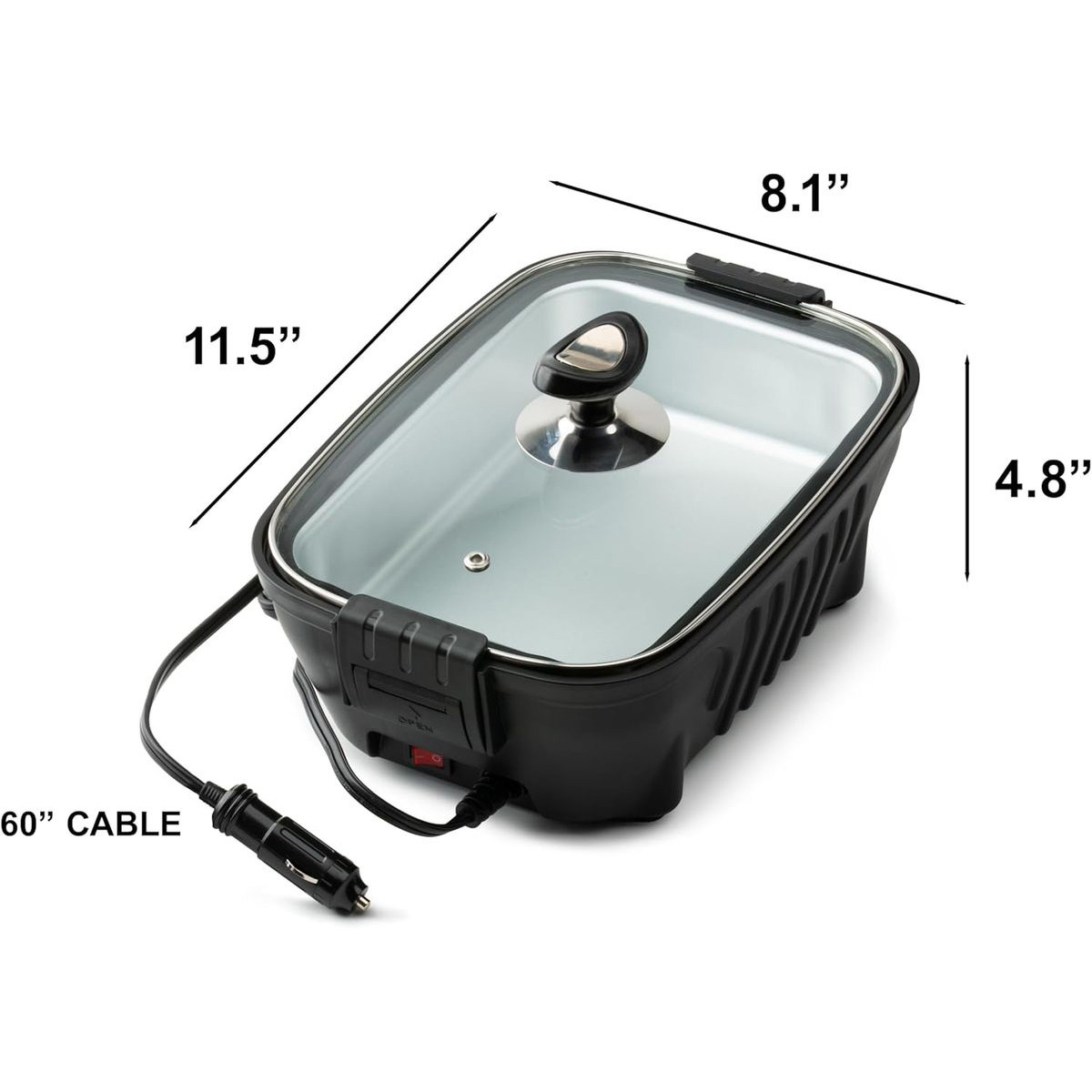 Zone Tech® 12V Portable Roaster With Glass Lid product image
