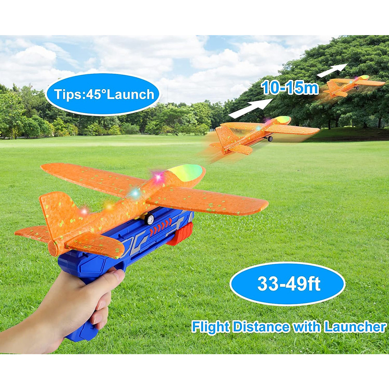 Kids' 3 LED Foam Airplanes with Launcher Toy product image