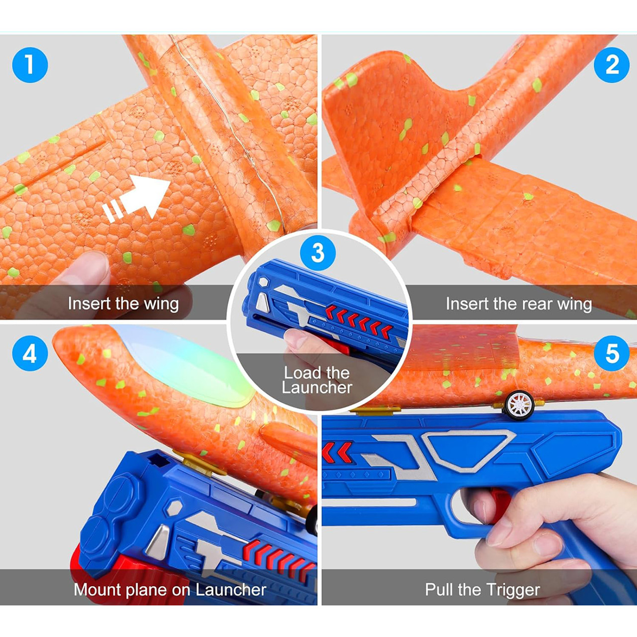 Kids' 3 LED Foam Airplanes with Launcher Toy product image