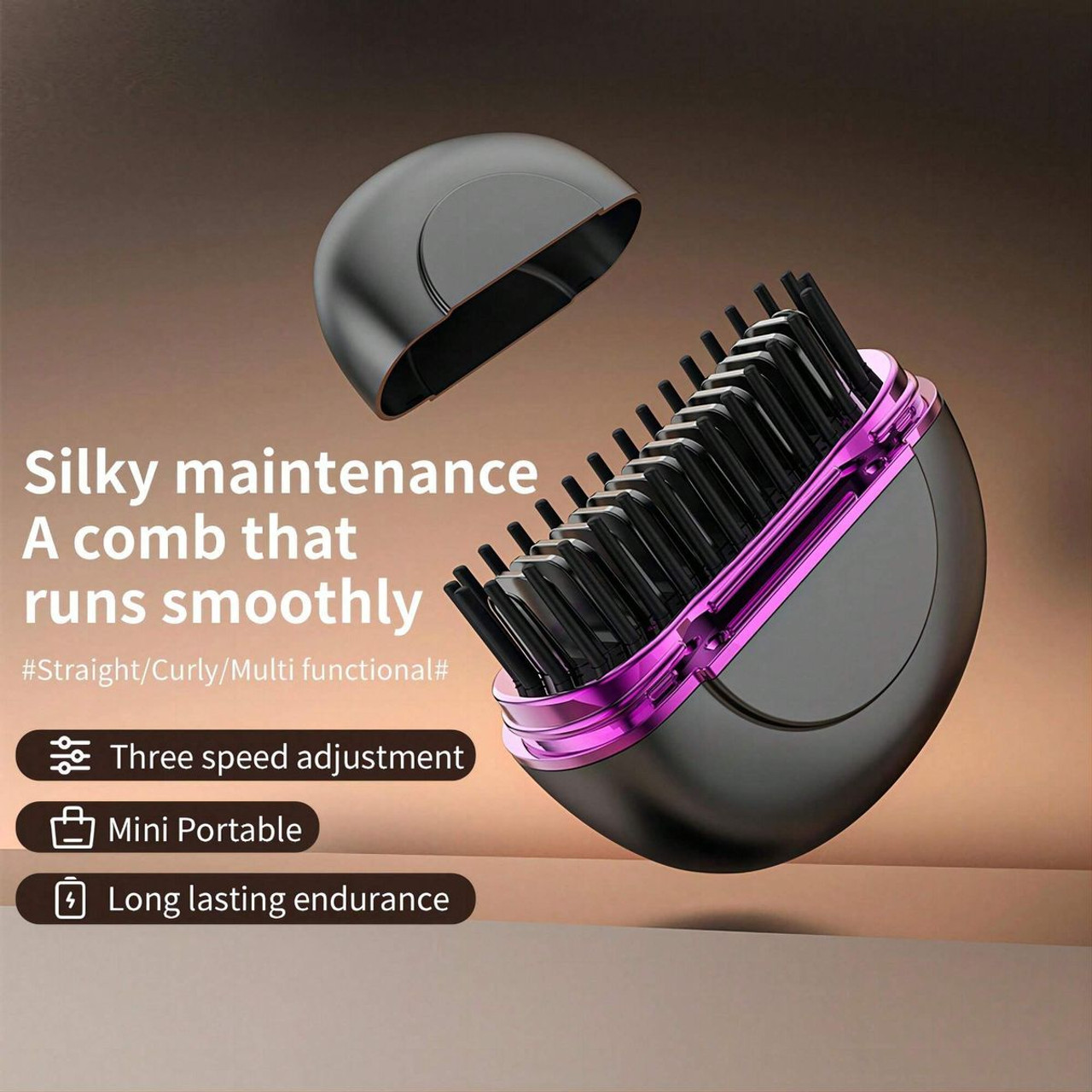Portable Hair Comb Straightener Brush,Fast Heating 3 Temp Settings,Anti-Scald,For Travel Daily Use,Suitable For Men Long Beard And Women Hair product image