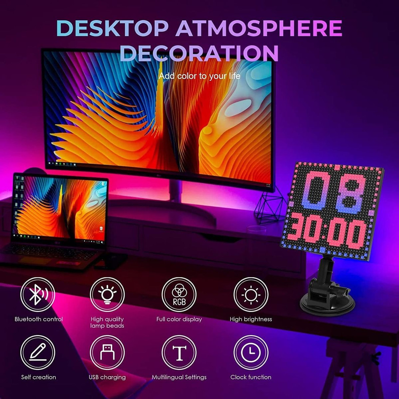 Smartphone App Control LED Car Sign Screen with Pixel Custom Text Pattern Animation Programmable LED Screen for Home Decor,Art Creation product image
